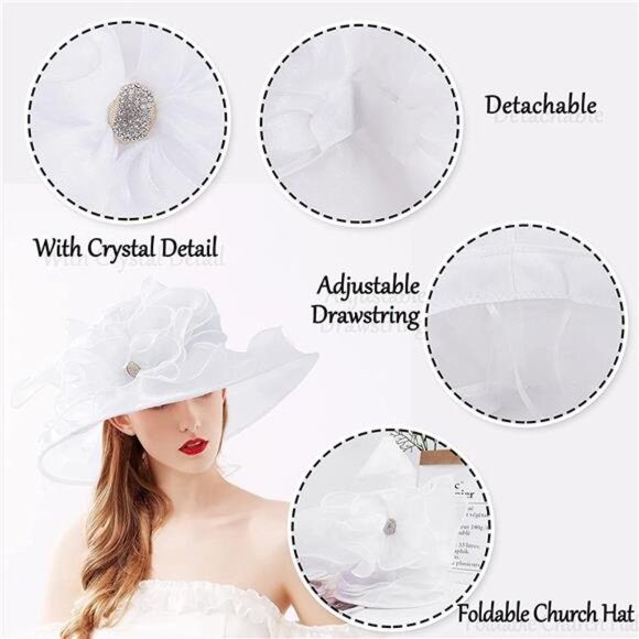 Women\'s Kentucky Hat Wide Brim White3 main image 4